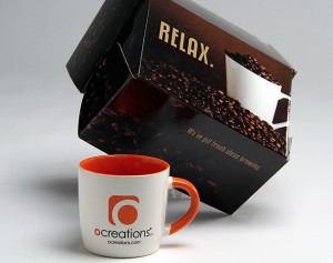 ocreations coffee mug design and package design