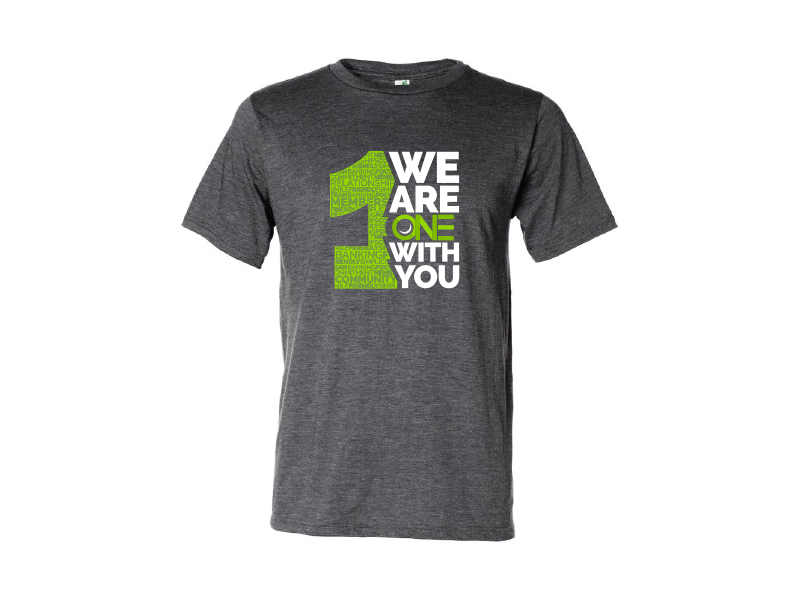 A t-shirt mockup for ONE Federal Credit Union.