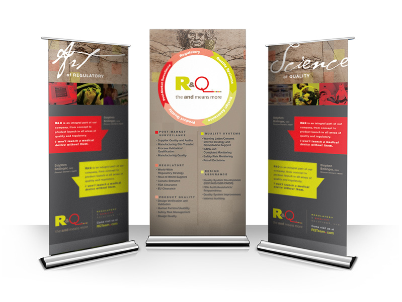 A tradeshow mockup for one of our clients, R&Q.