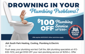 JA South Park 100 off plumbing social